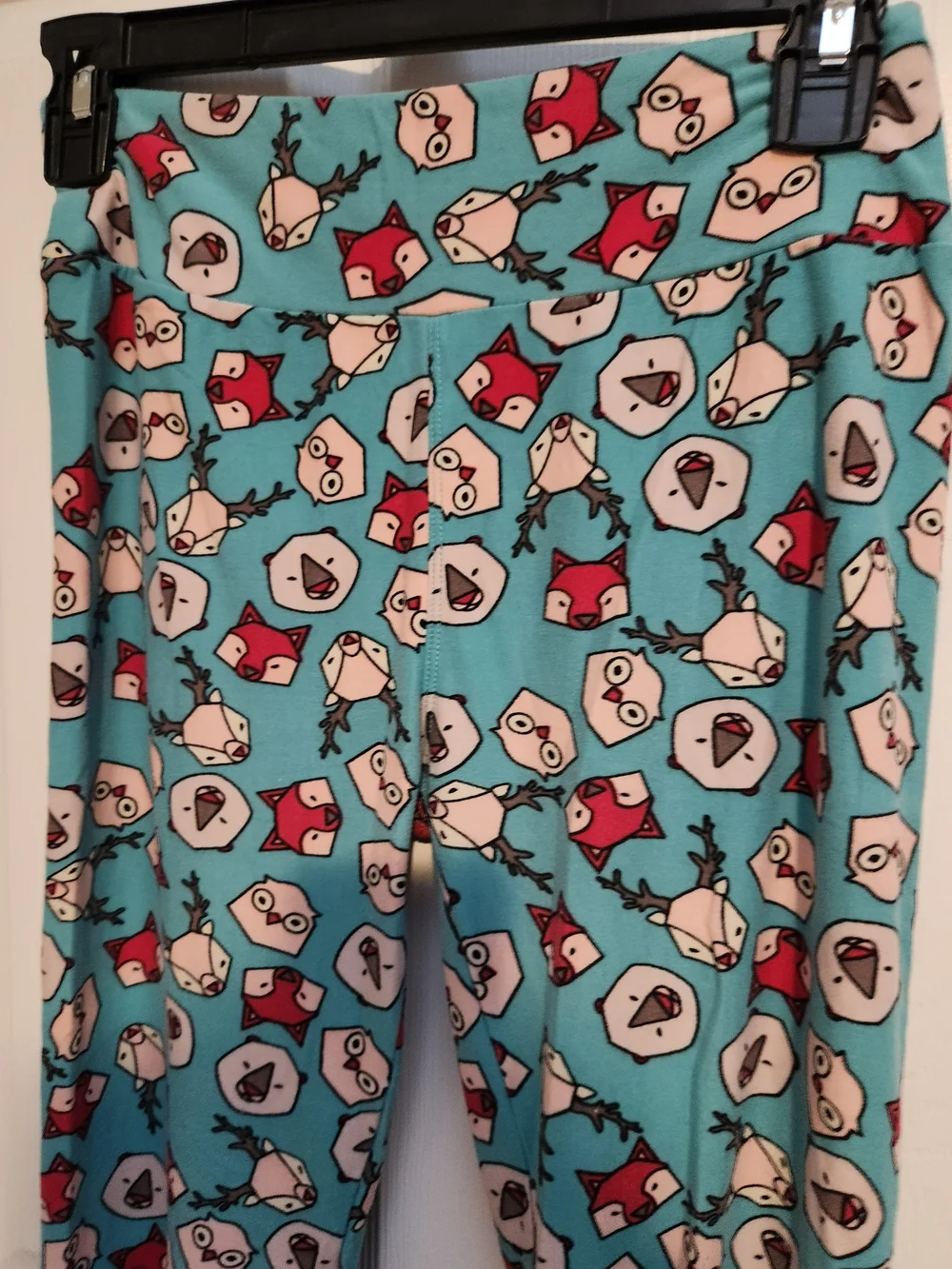 LuLaRoe Turquoise Owl & Fox Print Kids Leggings